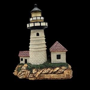 Vintage Boston Harbor Lighthouse Figurine Light Impulse Giftware